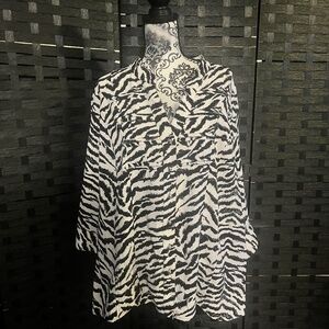 Cathy Che Zebra Print Button‑Front Blouse – Size 22/24W